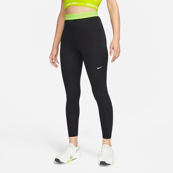 Nike Pants - NEW Nike Pro 365 Women's High-Waisted 7/8 Mesh Panel Leggings, Black/Volt/White